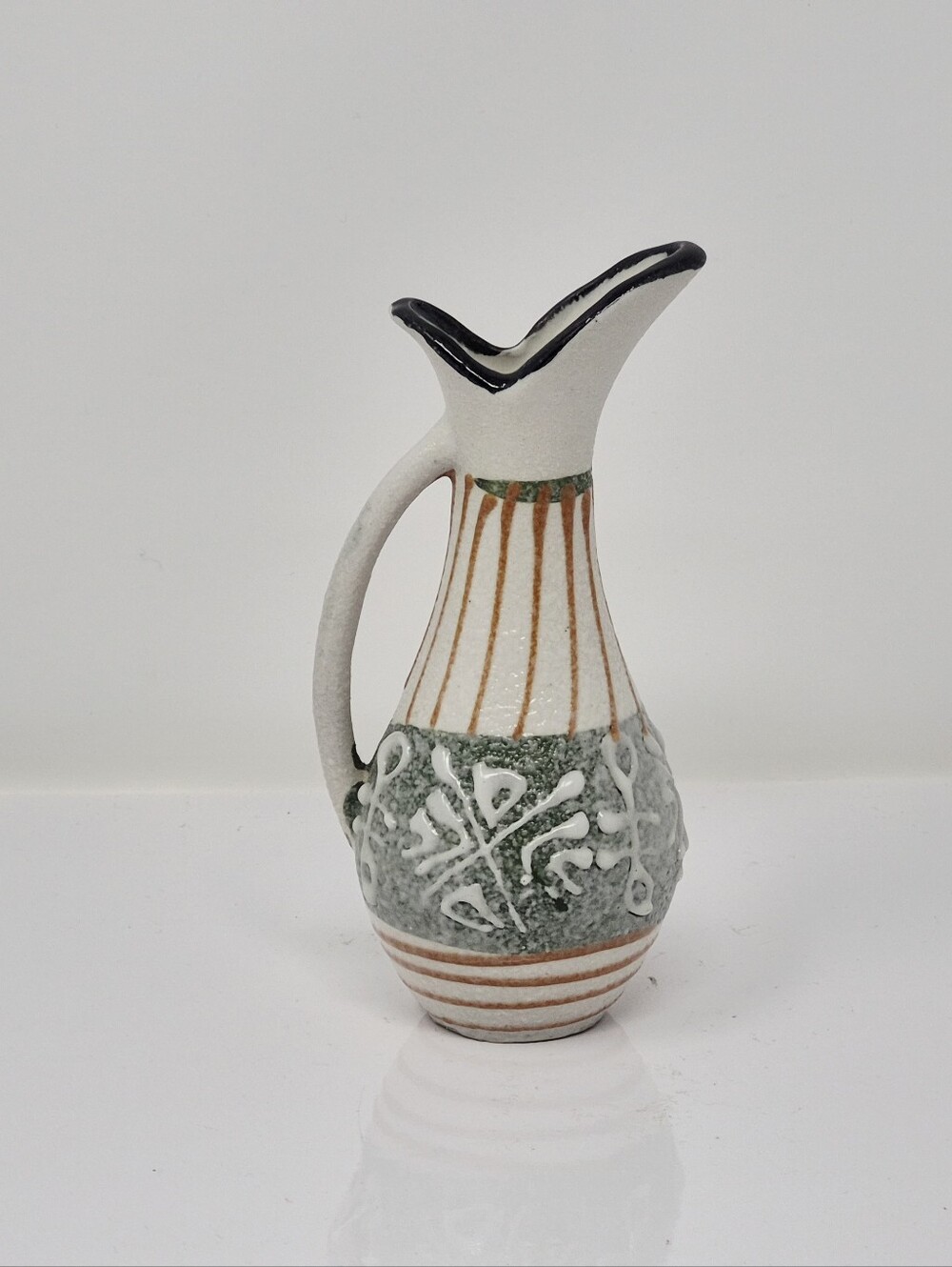 Vintage Small MCM Ceramic Pitcher With Applied Details
